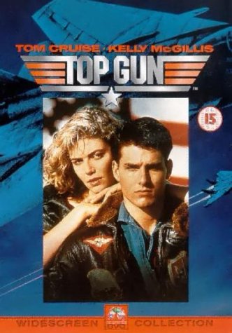 Top Gun DVD cover featuring Tom Cruise and Kelly McGillis with fighter jets.