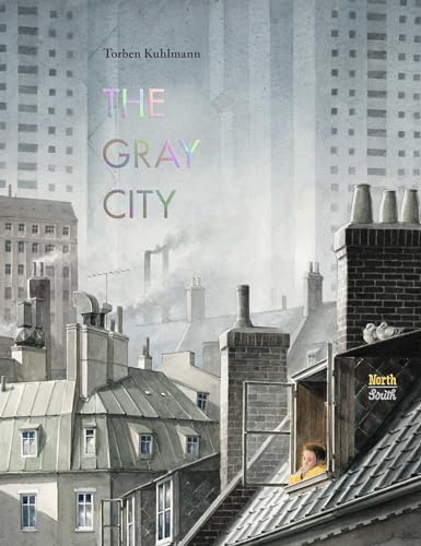 Book cover: grayscale city illustration with colorful title text.