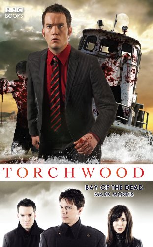 Book cover: man with zombies, boat, and character portraits below title.