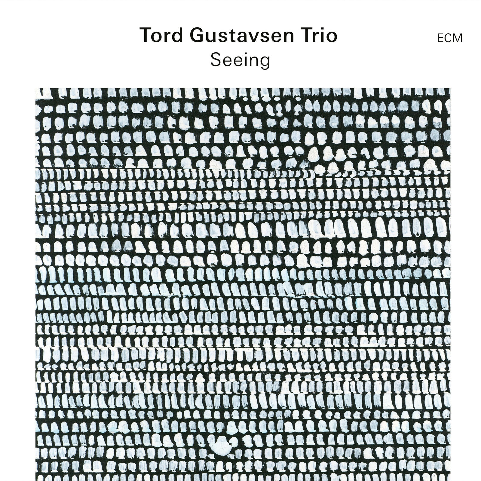 CD cover for Tord Gustavsen Trio’s “Seeing” with abstract black and white pattern.