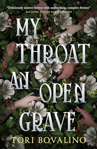 Book cover with floral patterns, hands, and bold silver title text.