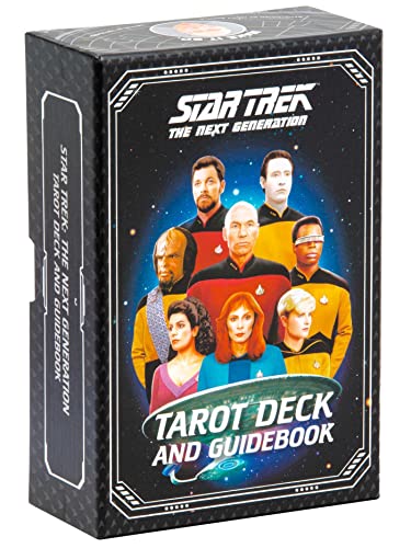 Boxed Star Trek: The Next Generation tarot deck featuring character portraits.