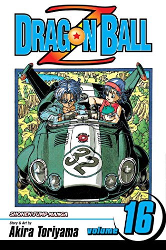 Dragon Ball Z volume 16 manga cover featuring Trunks and Bulma in a green car.