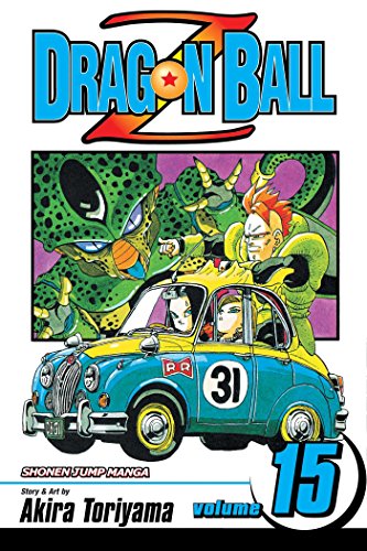 Dragon Ball Z manga volume 15 cover with characters and a blue car.