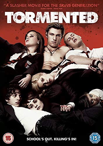 DVD cover for horror film "Tormented" featuring a group of young people.