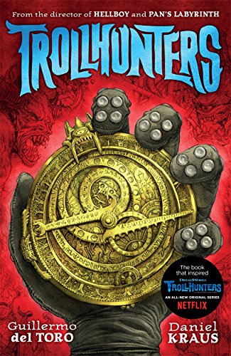 Book cover for Trollhunters showing a large, dark, multi-fingered hand holding a golden amulet.