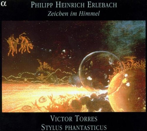 CD cover with a dark, celestial painting of figures and orbs.
