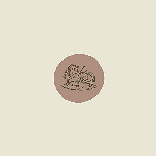 CD cover: horse with arrows in its back on brown circle.