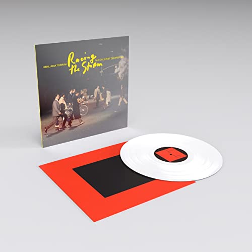 White vinyl record with album cover and red inner sleeve.