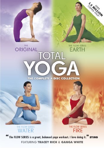 DVD cover featuring four women in yoga poses representing earth, water, fire, and air.
