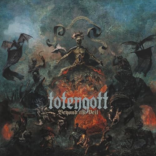 Dark fantasy album cover featuring a skeletal figure and chaotic battle scene.
