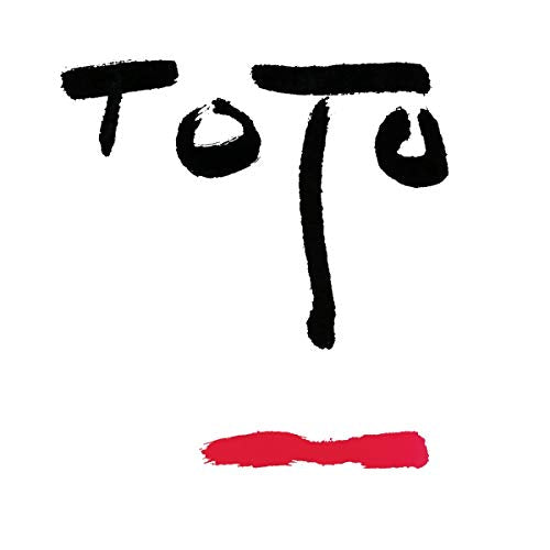 The image depicts the band name "Toto" in a handwritten-style font, with a red brush stroke underneath. A suitable alt text for this image is: "Toto logo with handwritten text and red brush stroke below."