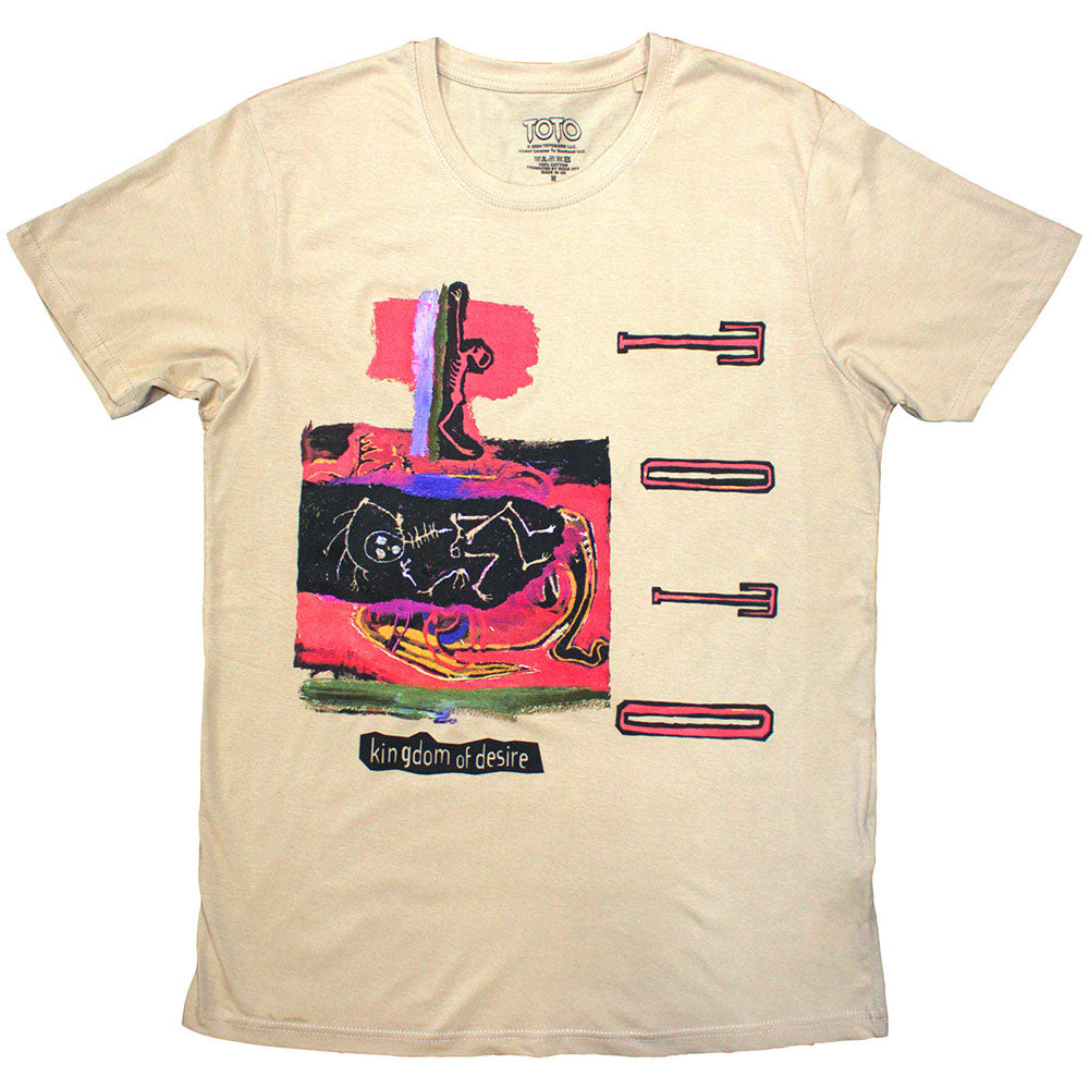 Large, unisex black T-shirt with “Kingdom of Desire” graphic design.