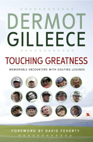 Book cover: "Touching Greatness" featuring portraits of golfing legends.