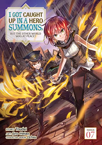 Manga cover: young woman with red hair facing forward, fiery background.
