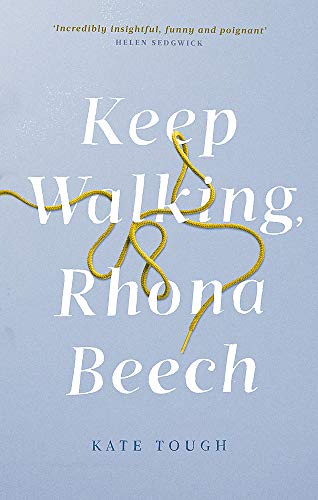 Book cover with large white text and a yellow shoelace design.