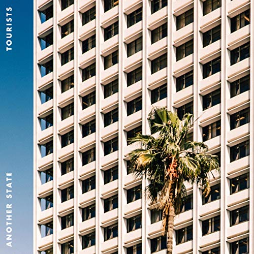 A palm tree stands before the white grid facade of a tall modern building.