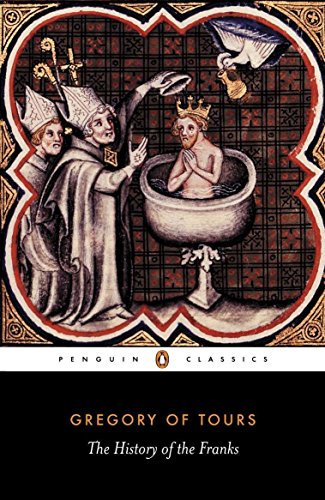 Medieval illustration of a bishop baptizing a king in a font, Penguin Classics book cover.