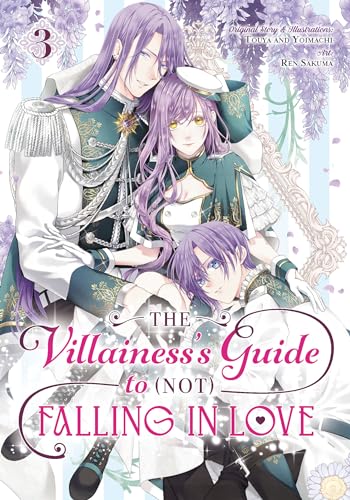 Manga cover: three characters with purple hair in ornate clothing.