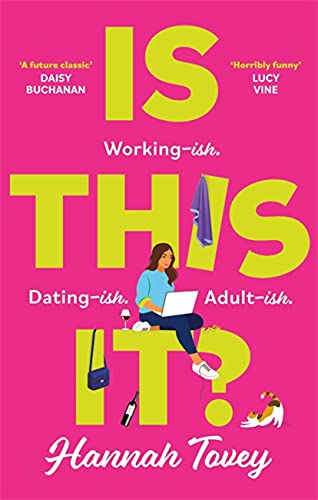 Book cover: pink background, woman with laptop, bold yellow text.