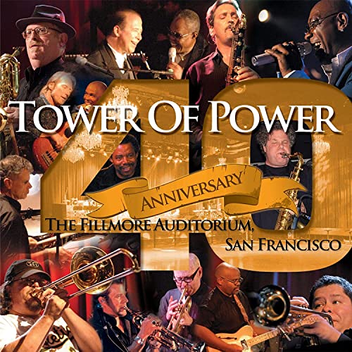 Tower of Power 40th Anniversary album cover featuring band members performing.