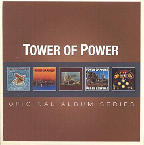 Tower of Power Original Album Series box set featuring five album covers on brown background.