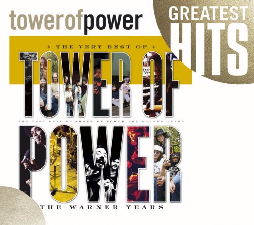 Tower of Power greatest hits album cover with band photos.