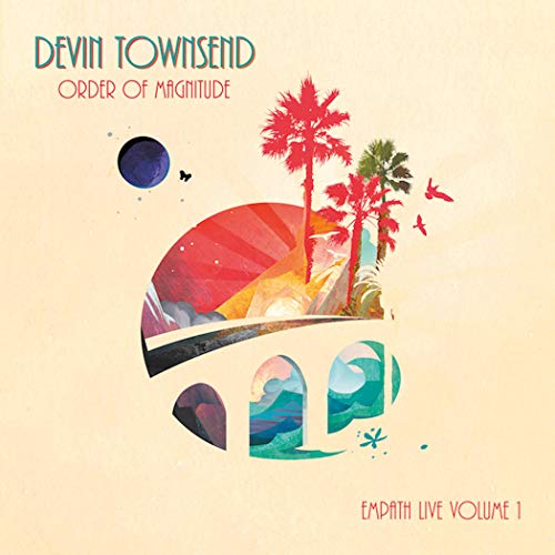 Album cover with colorful landscape and arches on a pale yellow background.