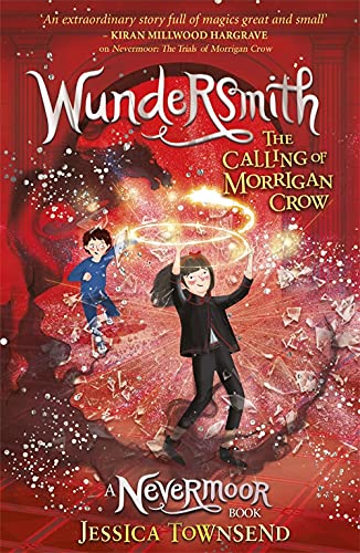 Book cover: two children with magical energy in a red, swirling landscape.