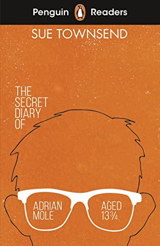 Book cover with orange background, line drawing of a boy with glasses.