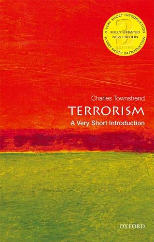 Book cover for Terrorism: A Very Short Introduction with abstract red and green background.