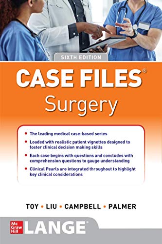 Book cover: "Case Files Surgery, Sixth Edition" with medical professionals.