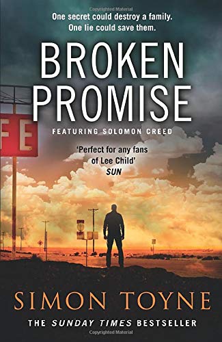 Book cover: “Broken Promise” featuring a man standing near power lines.