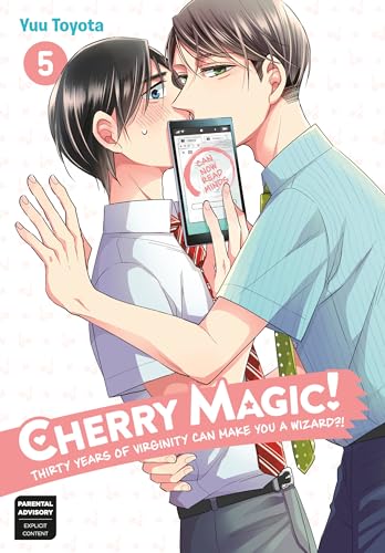 Manga cover: two young men embracing, holding a smartphone with text.