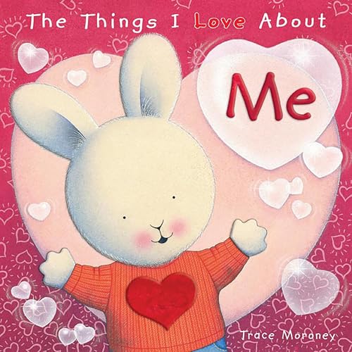 Book cover with a fluffy bunny wearing red, holding a heart.