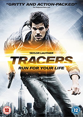 “Tracers” DVD cover featuring Taylor Lautner running with a handgun.