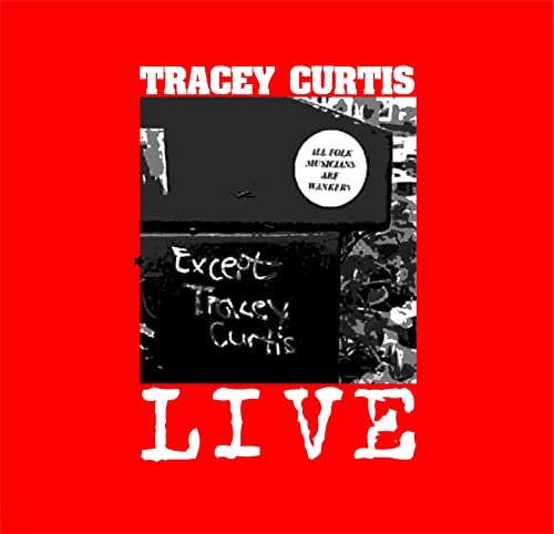 CD cover for Tracey Curtis’s “Live” album, red background with black text.