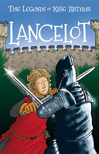 A blonde knight in red tunic sword fighting a knight in black armor.