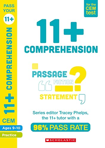 Book cover for 11+ English comprehension practice, ages 9-10.