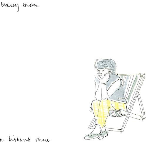 Line drawing of a person sitting in a deck chair against a white background.