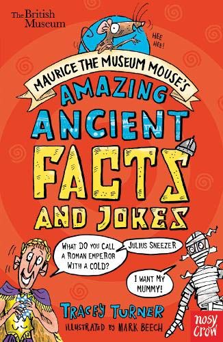 Book cover featuring cartoon mouse, facts, jokes, and ancient historical figures.