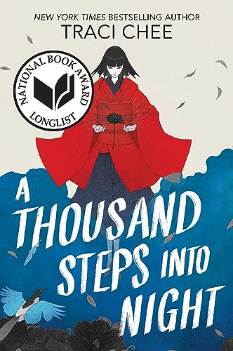 Book cover: woman in red cloak stands on waves, floral details.