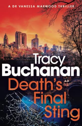 Book cover with city skyline, spiderweb, and bold title text.