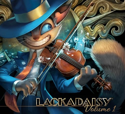 Anthropomorphic otter plays violin, cover of “Lackadaisy: Volume 1” graphic novel.