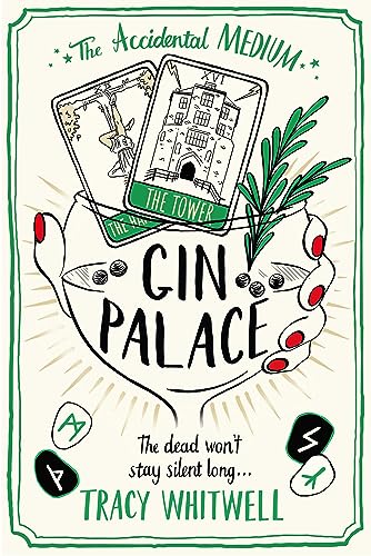 Book cover for Gin Palace featuring a cocktail glass with tarot cards and runes.
