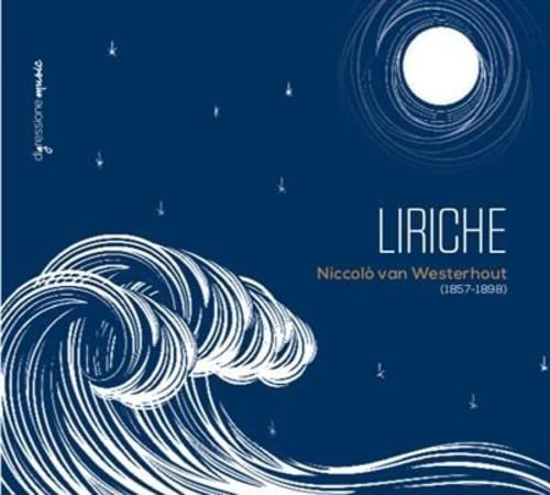 CD cover with white line art of waves and a moon on blue.