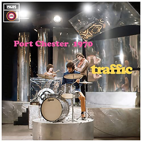 Traffic band performing on stage, Port Chester 1970 album cover.