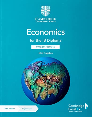 Economics for the IB Diploma coursebook cover featuring a globe on a blue background.