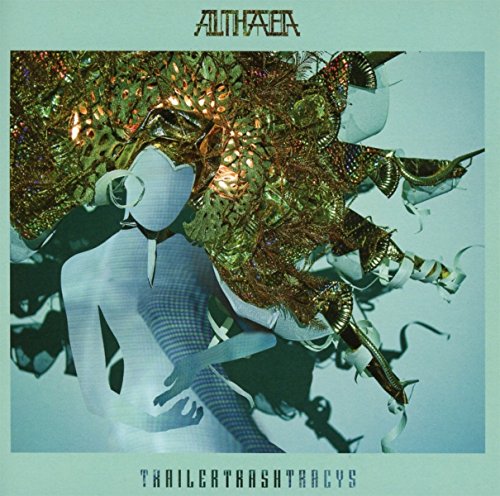 CD cover for Trailer Trash Tracys’ “Althaea” featuring abstract gold and teal imagery.