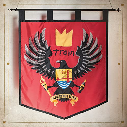 Train “Greatest Hits” CD cover: red banner with eagle and crown design.